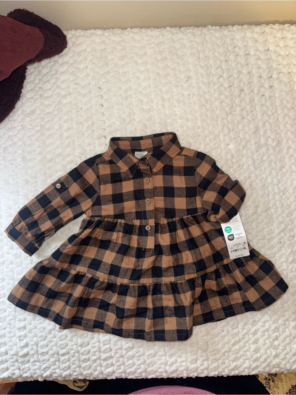 Toddler Plaid Button-Front Dress Shirt - Brown & Black